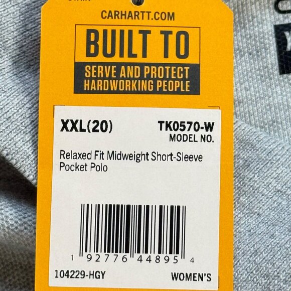 Carhartt Womens Relaxed Fit Midweight Short-Sleeve Pocket Grey Polo Size XXL NWT - Picture 5 of 9